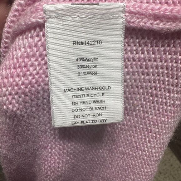 MERSEA Montauk V Neck Sweater Pink One Size Wide Sleeve Casual Wool Blend - Picture 8 of 9